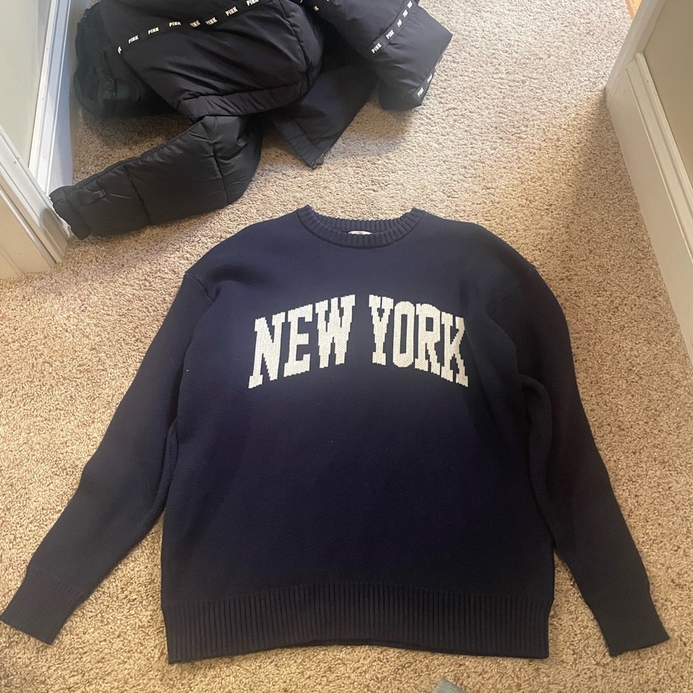 Stella Tweed Dark Blue 'New York' Crewneck Sweater